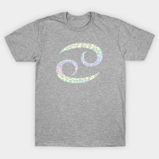 Cancer Zodiac Horoscope Symbol in Pastel Rainbow Leopard Print T-Shirt